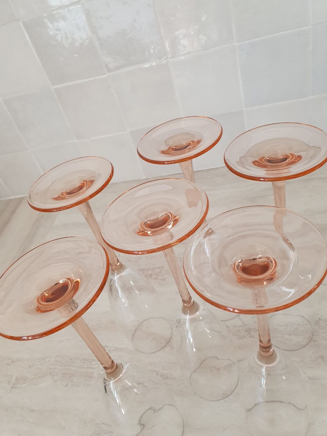 Pink stem champagne flutes