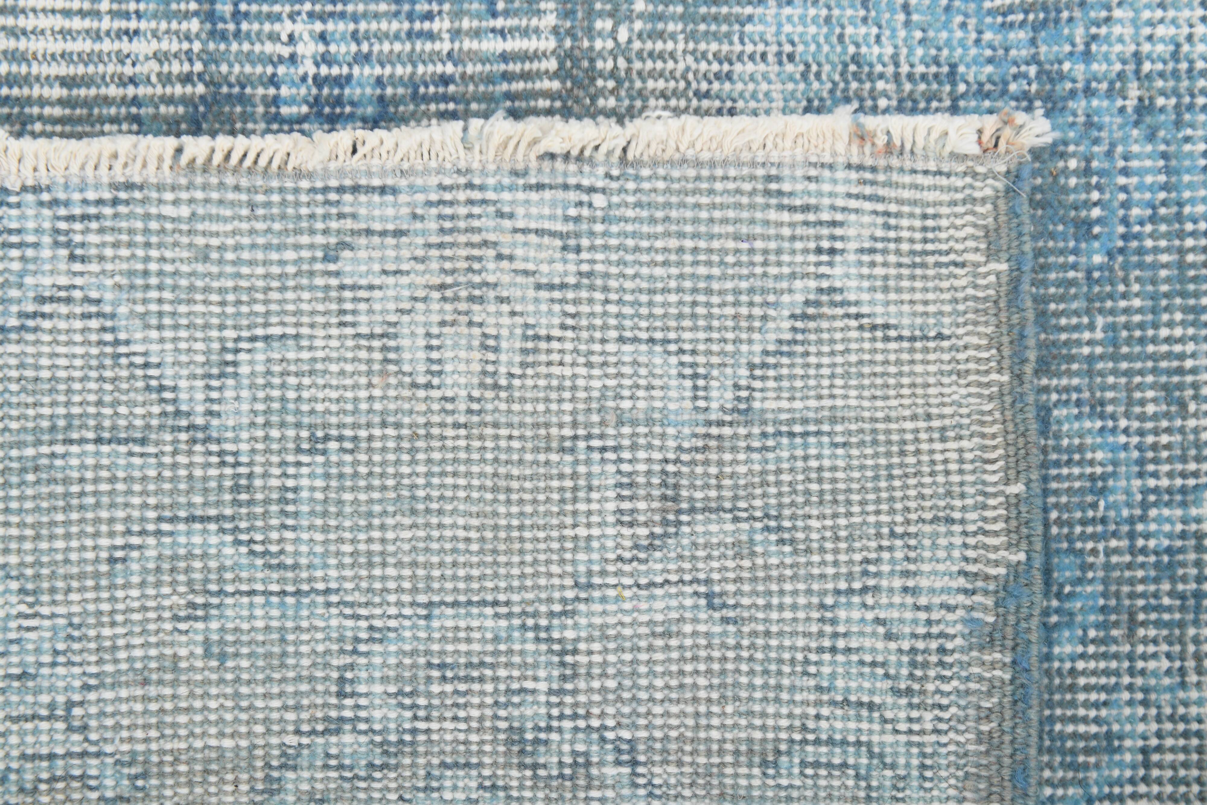 7x11 Turkish Light Blue Camouflage Pattern Vintage Rug, 223x329Cm