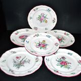 Lunéville set of 6 earthenware plates with floral lamppost decoration, KG Lunéville, 23cm