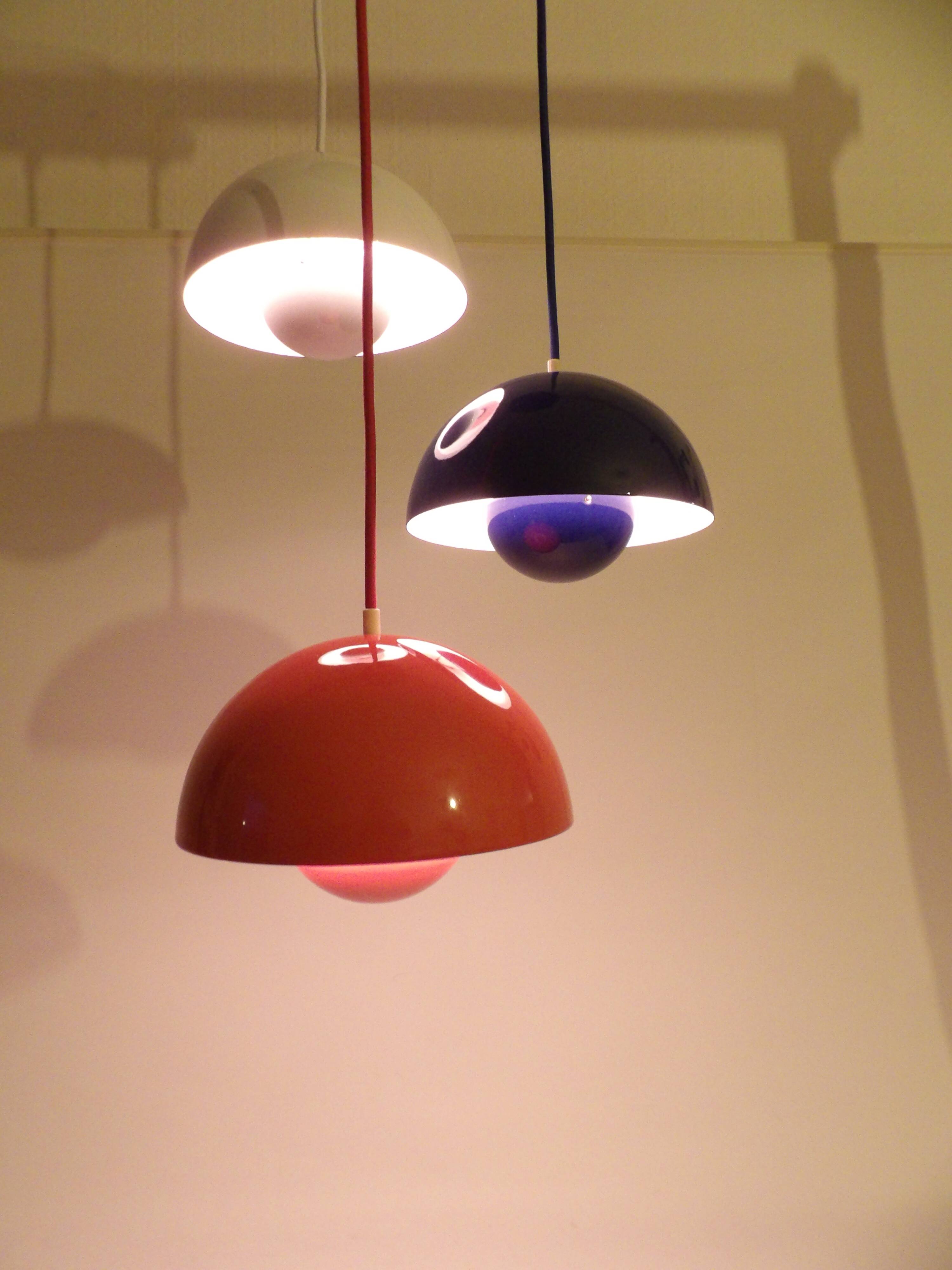 3 x Early Louis Poulsen Verner Panton VP1 flowerpot lamps Cluster of three