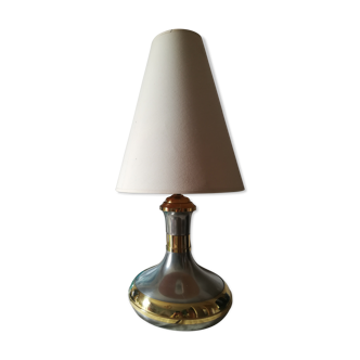 Satin metal and brass lamp