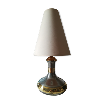 Satin metal and brass lamp