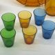 Service à apéritif vintage en verre de couleurs, Duralex-Vereco