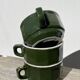 3 dark green bistro tea cups from Caen