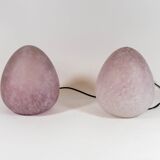 Lampe à oeufs en verre violet clair millésime 80's