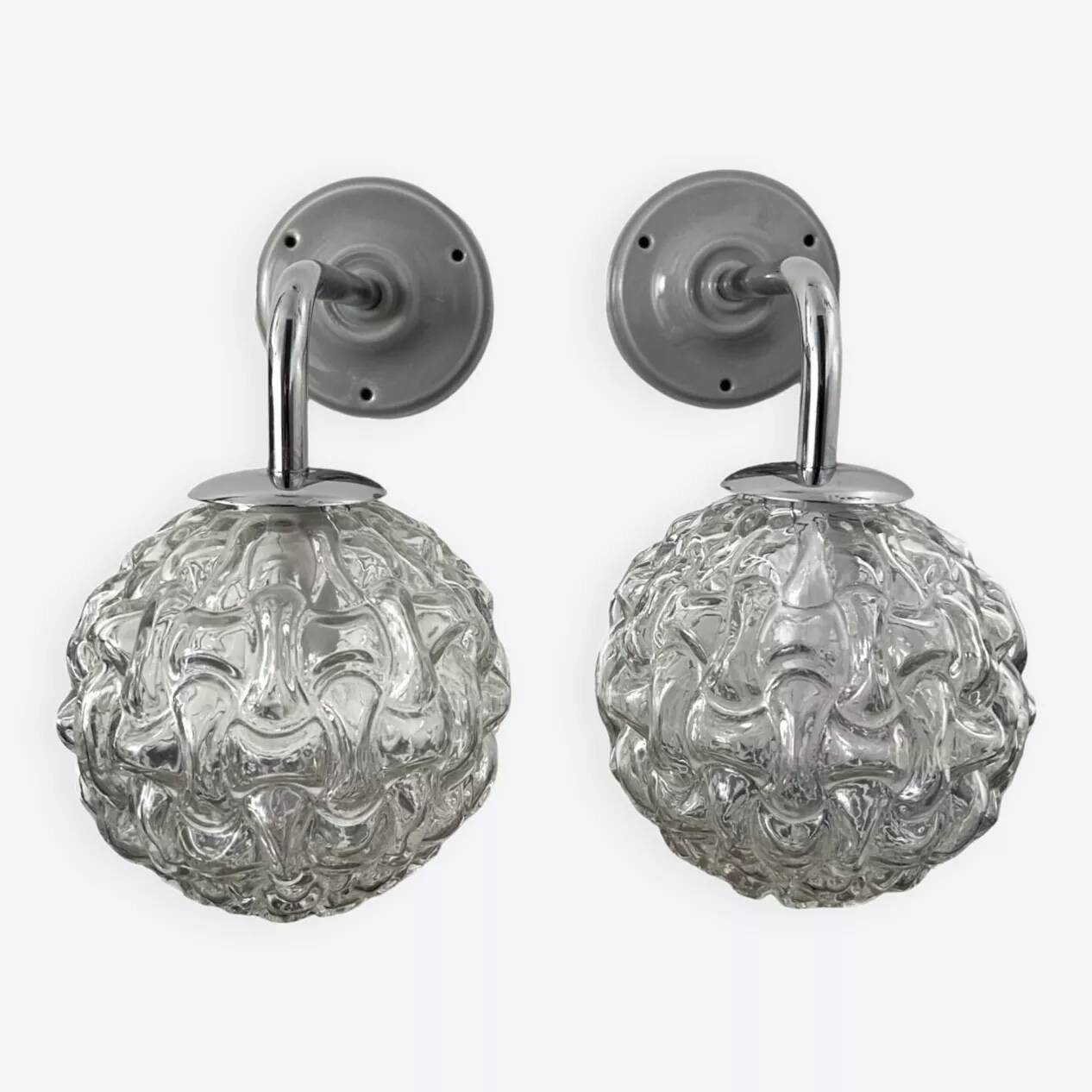 Pair of chrome wall lights
