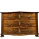 Curved chest of drawers from the Louis XIV - Louis XV period in burr walnut and gilded bronze