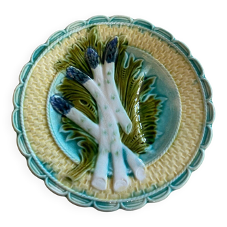 Assiette à asperges, artichaut en majolique