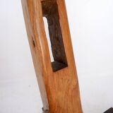 Vintage Brutalist wooden standing coat rack