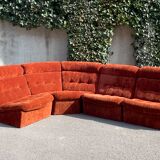 Modular sofa in rusty velvet, France 1970s