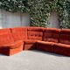 Modular sofa in rusty velvet, France 1970s