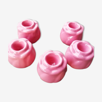 Set of candle holders shaped rosebud