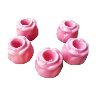 Set of candle holders shaped rosebud