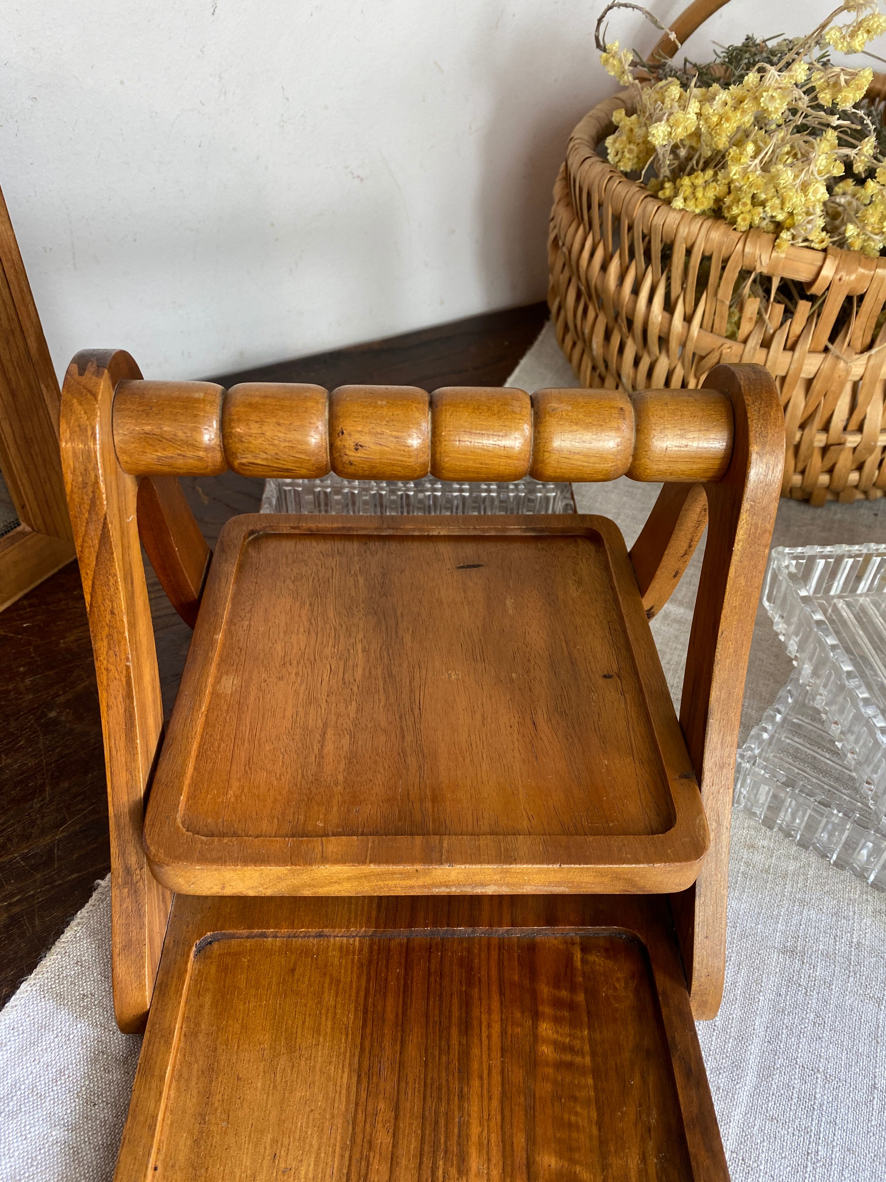 Art Deco wooden compartmented servant