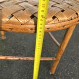 Rattan side table with round woven top
