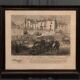 Engraving by René Pinard L'Ermitage in Nantes numbered natural wood frame