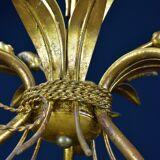 Golden suspension, 3 branches, wheat cob decoration.
