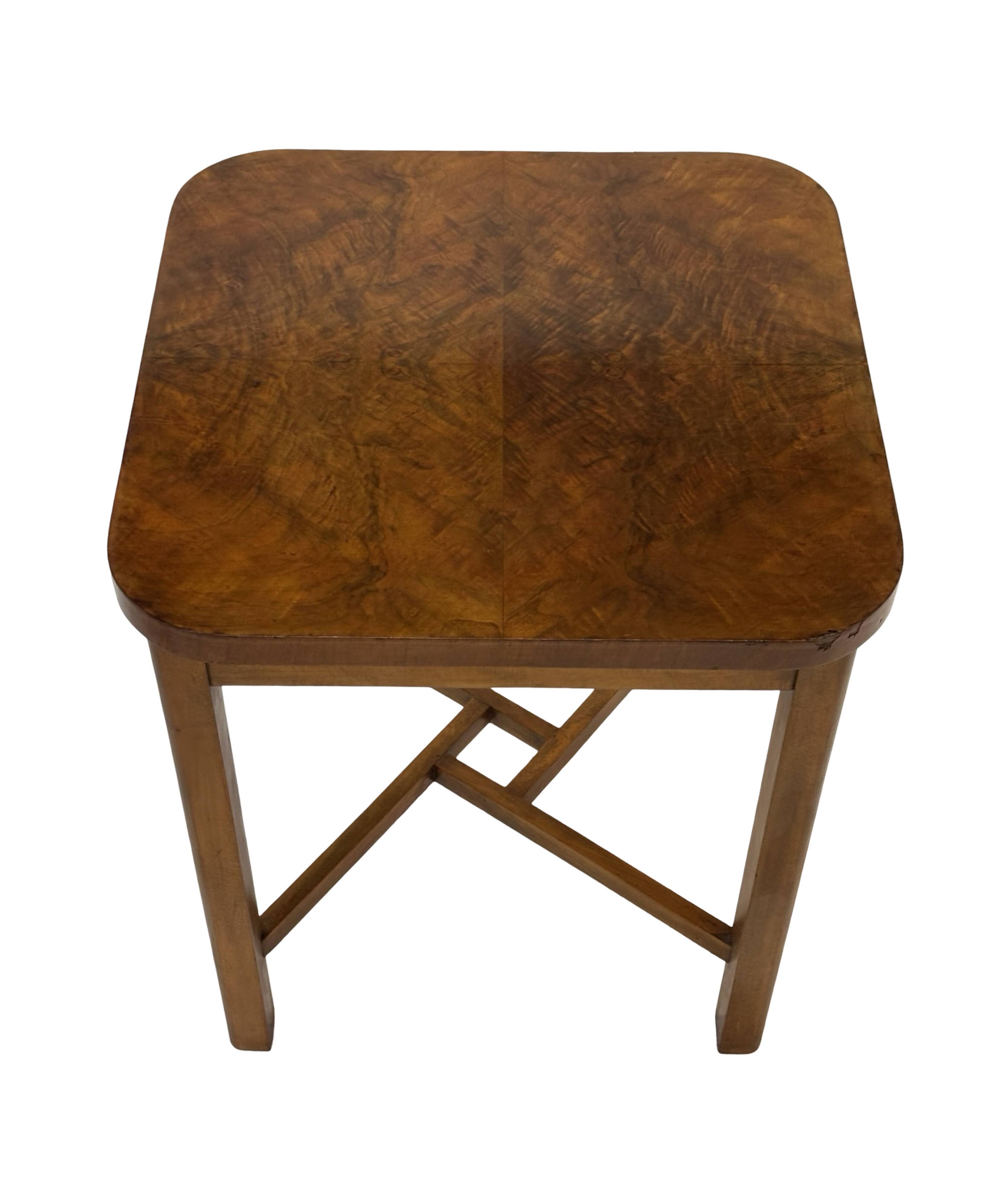 Art Deco side table walnut wood design 30's