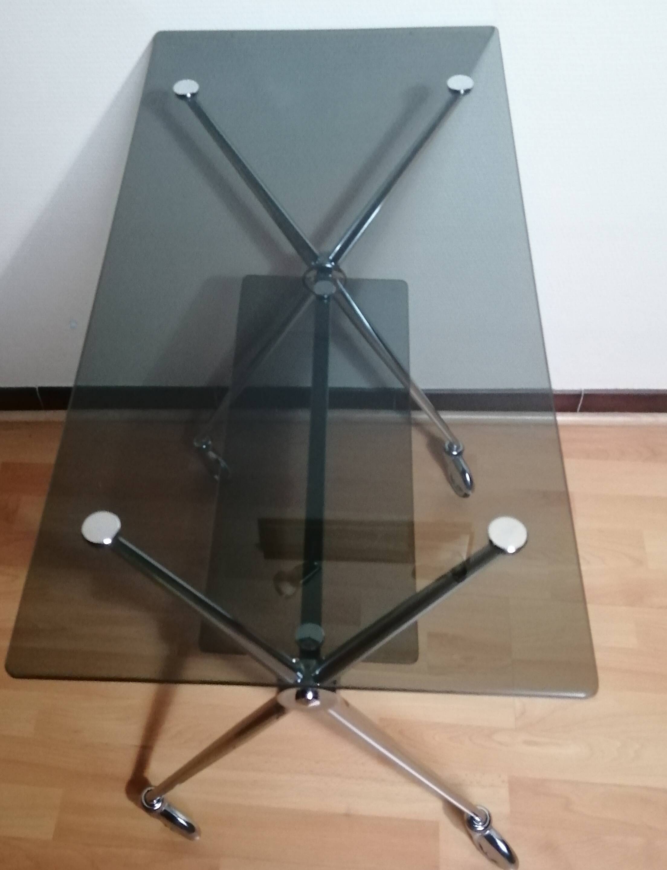 Chrome glass dessert trolley with double trays 1970