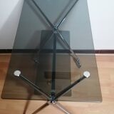 Chrome glass dessert trolley with double trays 1970