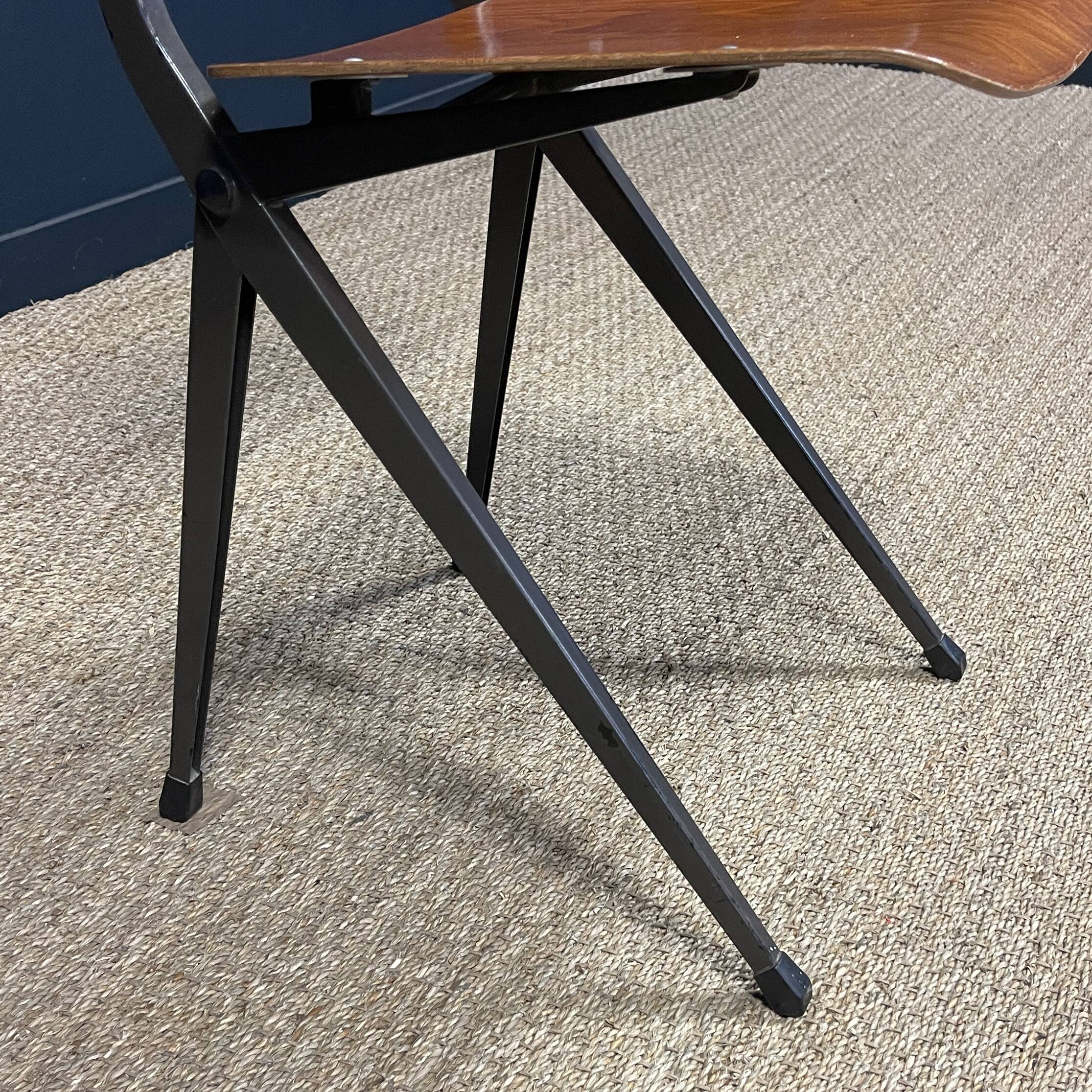 Result chair Friso Kramer for Ahrend wood steel taupe 60s Netherlands