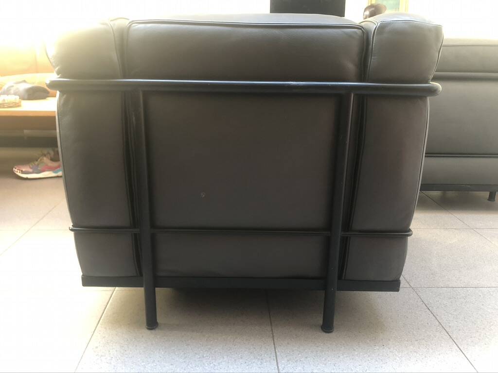 Pair of LC2 Le Corbusier armchairs by Cassina