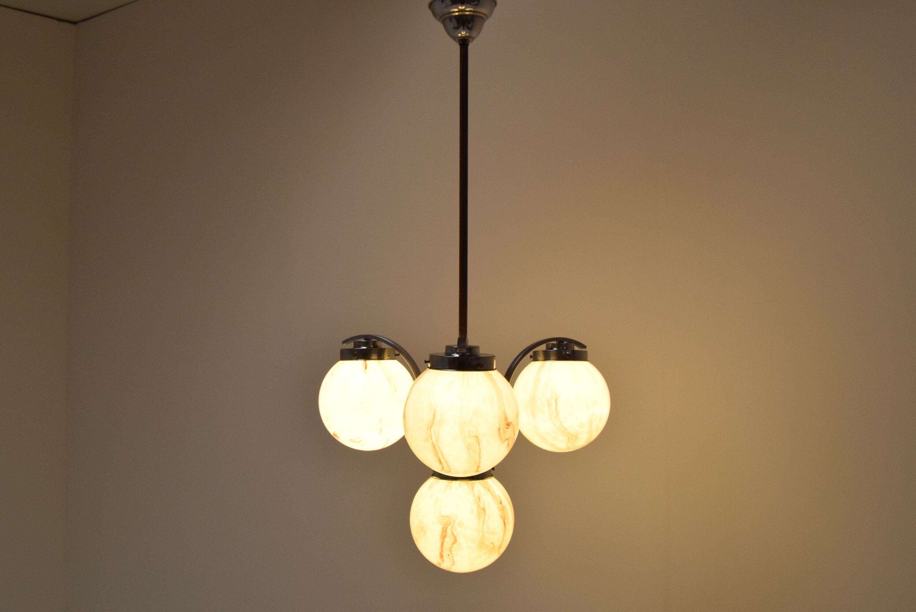 Art deco chrome chandelier,1930's.