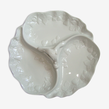 Flat compartmentalized philippe deshoulières porcelain white patterns in relief