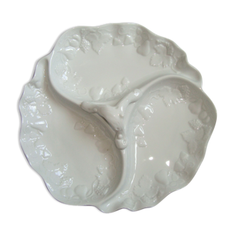 Flat compartmentalized philippe deshoulières porcelain white patterns in relief