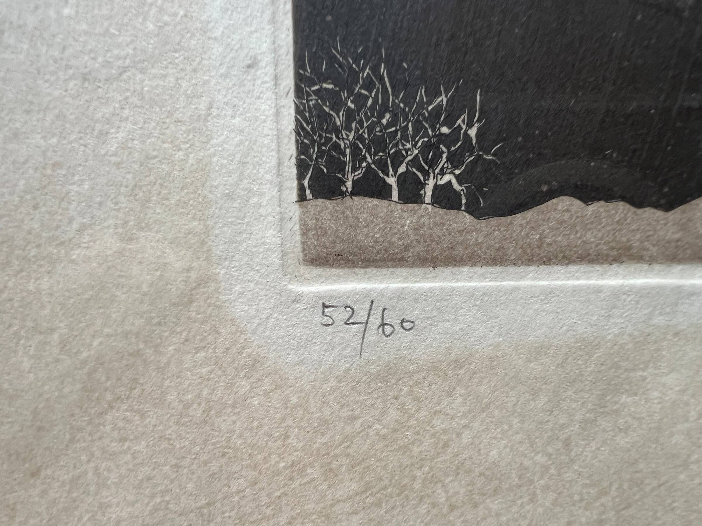 Engraving titled "Love on a Fish" by T. Ogaki