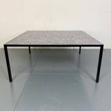 Mid-Century Modernist Rectangular Bleu Black Steel and Ceramic Coffee Table, 1960s