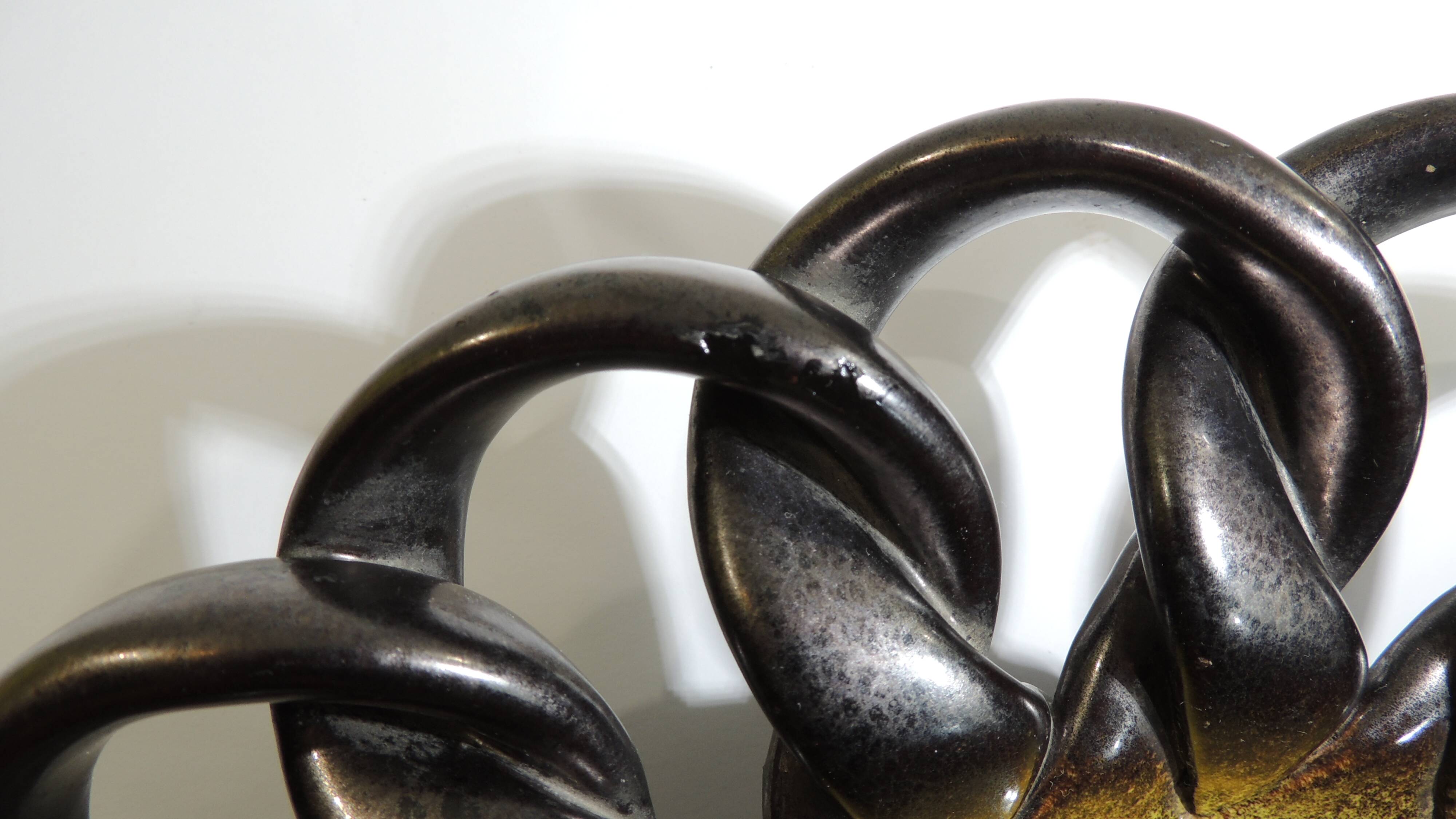 Iridescent brown and yellow braided ceramic cup/table center/Fruit bowl/Vallauris/Vintage