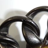 Iridescent brown and yellow braided ceramic cup/table center/Fruit bowl/Vallauris/Vintage