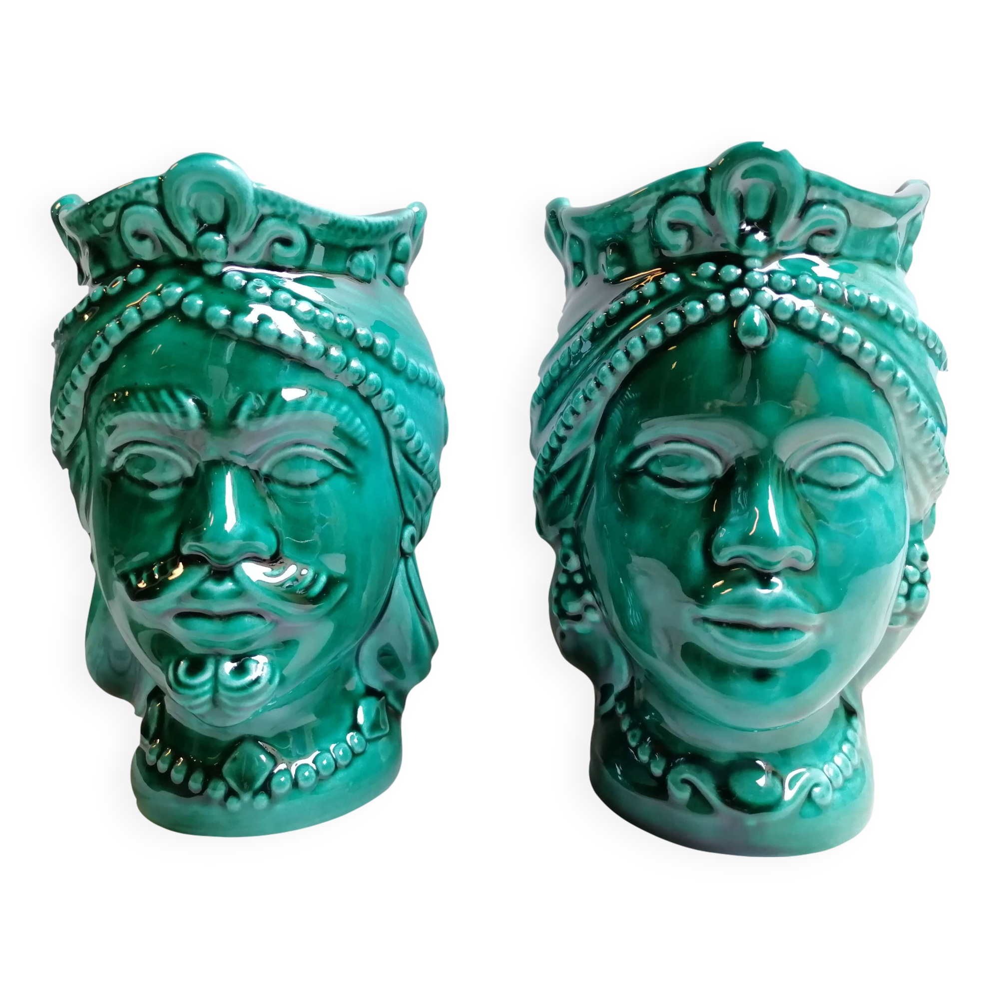 Sicilian ceramic head vases/ Moorish heads