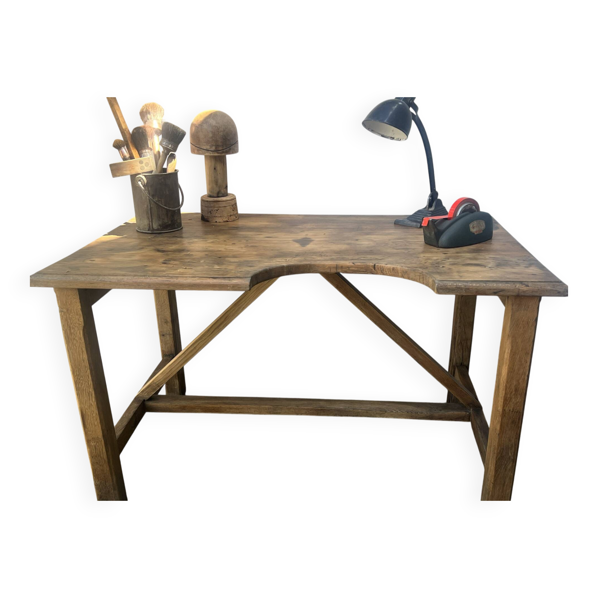 Old workshop desk made of solid wood