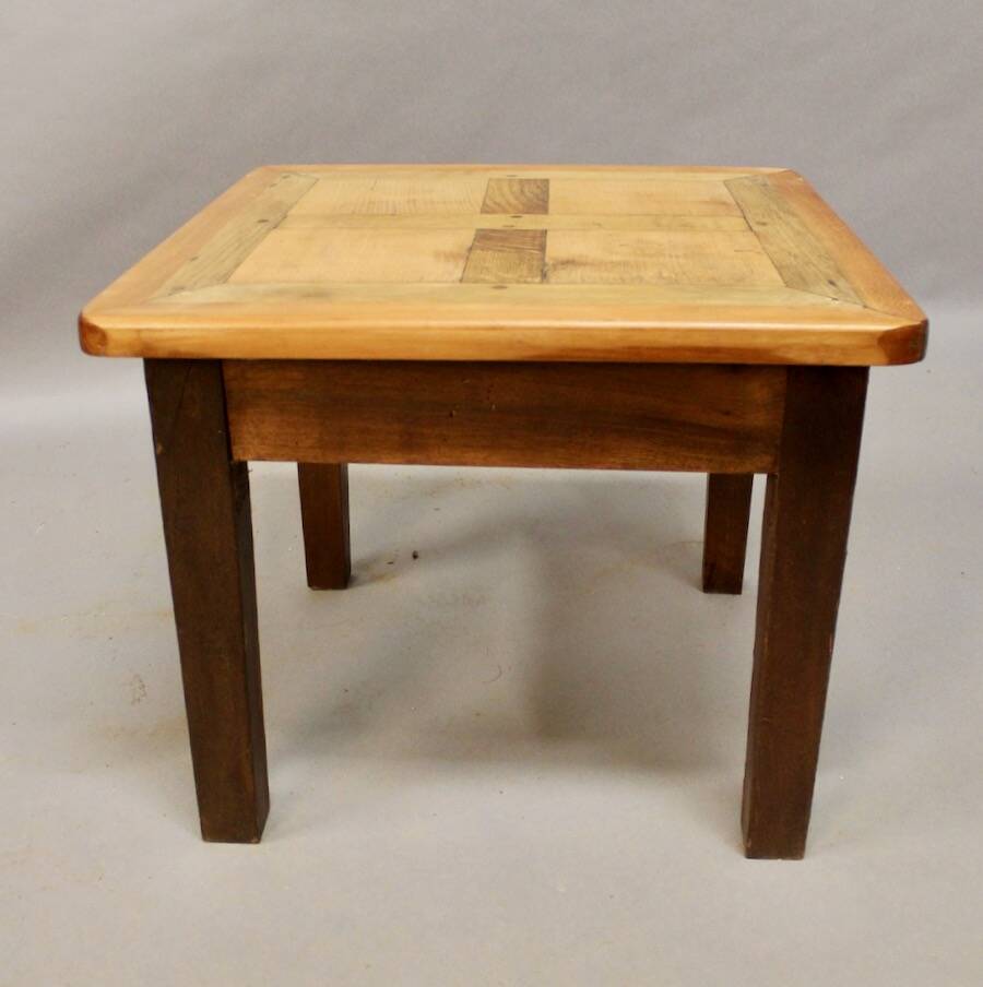 Coffee table on old parquet floor