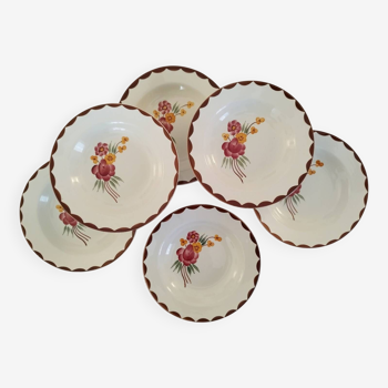 Deep plates opaque porcelain hbcm creil montereau vintage huguette model
