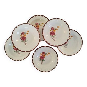 Assiettes creuses porcelaine opaque hbcm creil montereau modèle huguette vintage