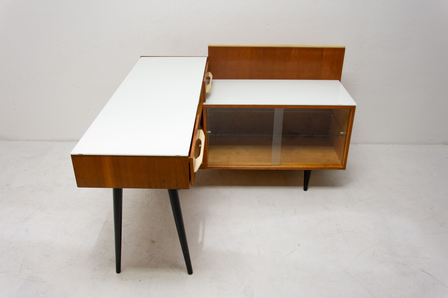 Corner writing desk with a bookcase by Mojmír Požár for ÚP Závody