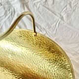 Vintage hammered brass log holder