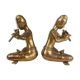 Pair of bookends in brass, flute players