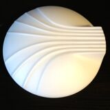 Set of 2 Hillebrand Art Deco shell opal glass wall lamps, 1960