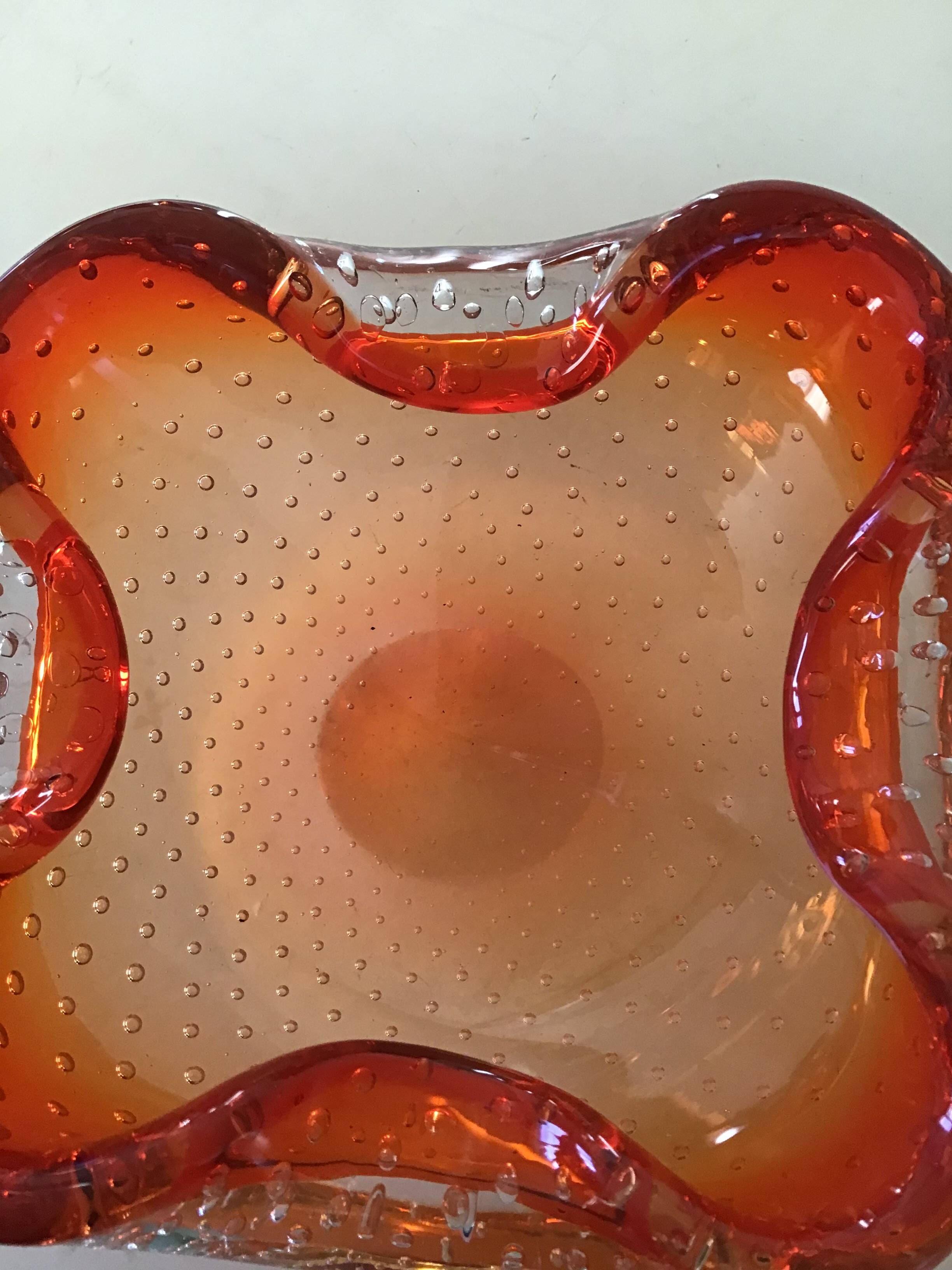 Cendrier en verre de Murano orange