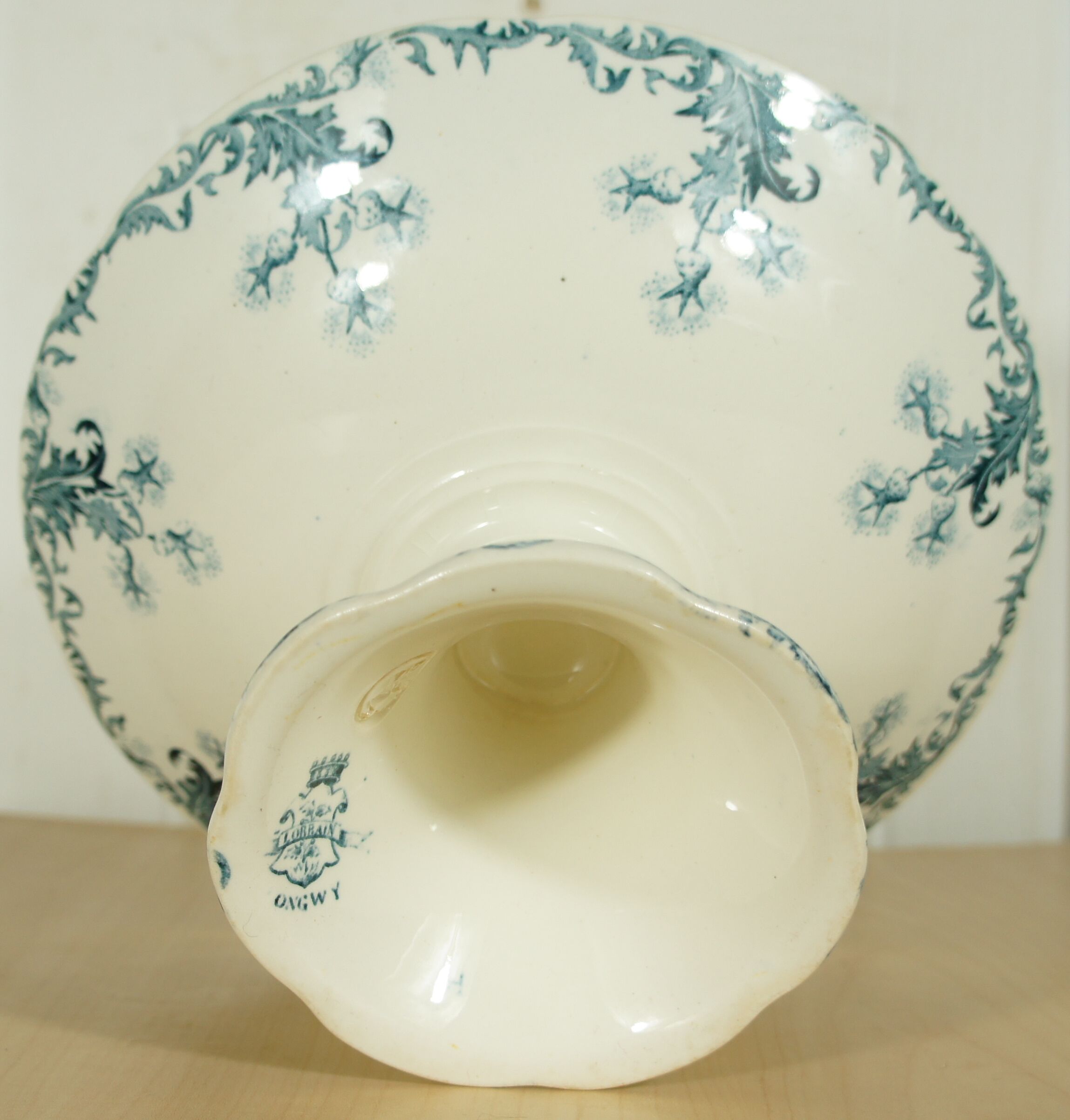 Compotier Lorrain de Longwy "chardons" fin XIXème