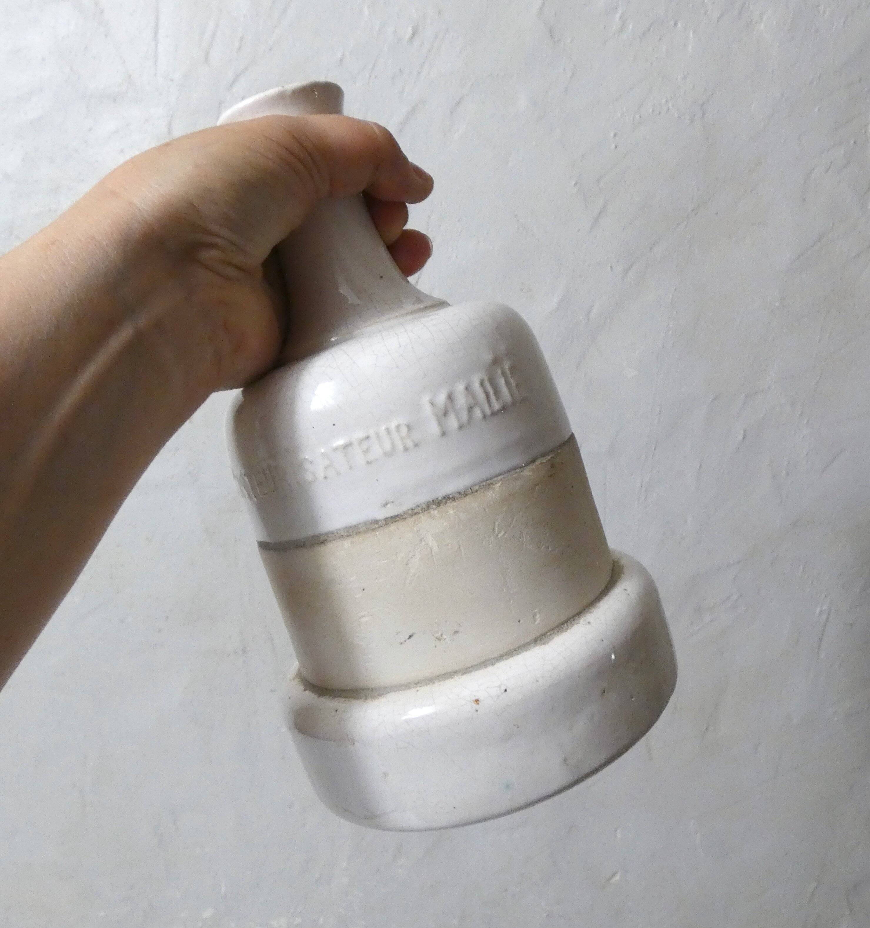 ancient stoneware soliflore vase in white