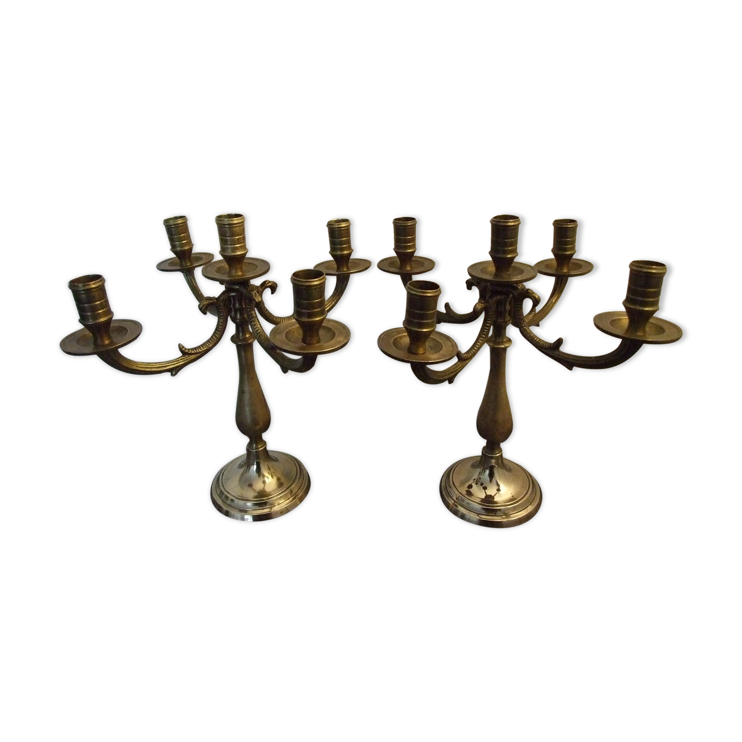 Pair of candlesticks 5 bronze lights