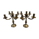 Pair of candlesticks 5 bronze lights