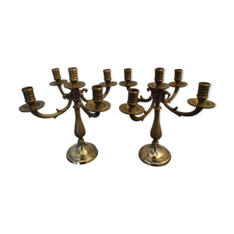 Paire de chandeliers 5 feux en bronze
