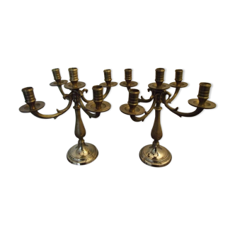 Pair of candlesticks 5 bronze lights