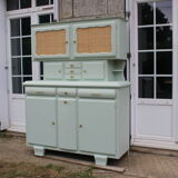 Renovated vintage Mado sideboard – Celadon green & natural cane